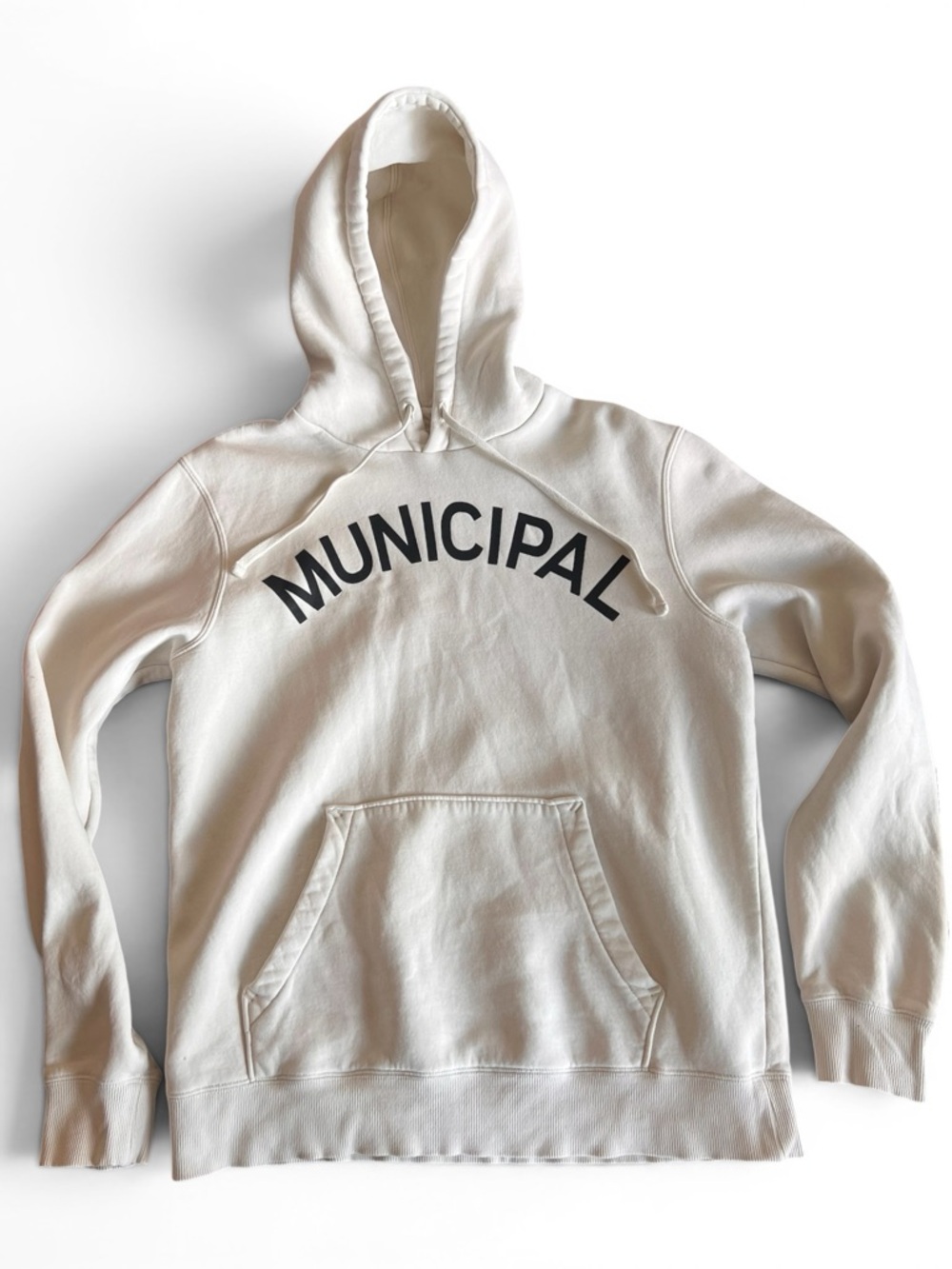 Municipal Hoodie Cream Pullover Size Small Like New Minimal Logo Streetwear